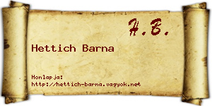Hettich Barna névjegykártya